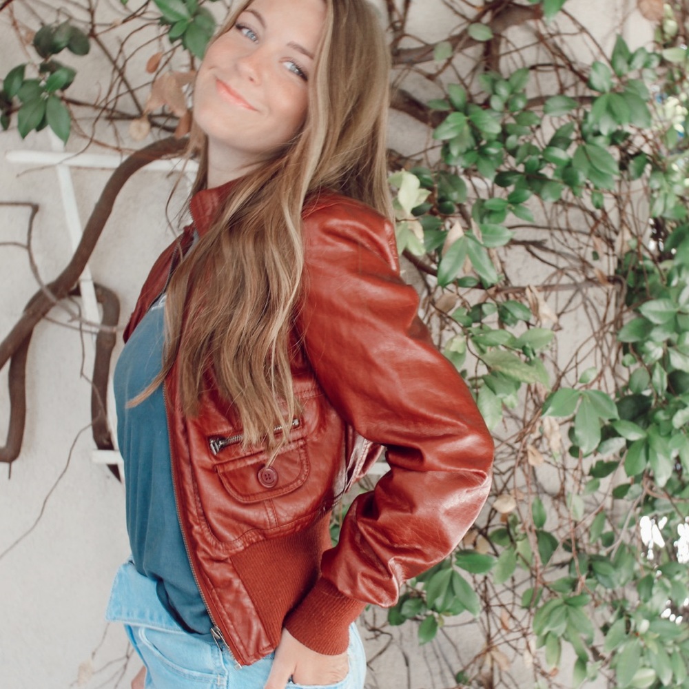 Retro red leather jacket